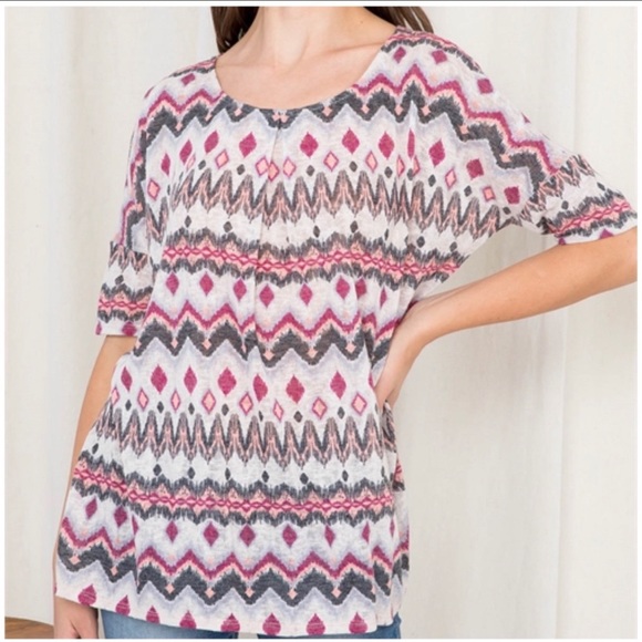 🆕 Tribal Scoop Neck Half Sleeve Tunic Sz. L - Picture 4 of 4